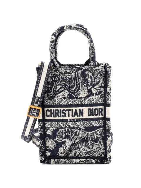 Christian Dior Pre-Owned Book Tote Phone Bag Embroidered Canvas Mini crossbody bag Blue J18VOSAMCVER5E4V
