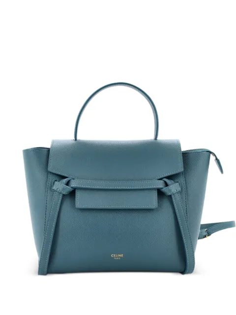Celine Pre-Owned Belt Bag Textured Leather Nano shoulder bag Green IYVSO9FC0058OGLB