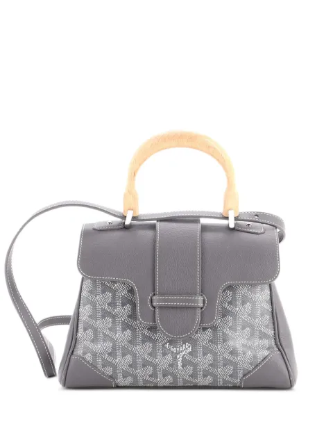 Goyard Pre-Owned Saigon Top Handle Bag Coated Canvas with Leather Mini shoulder bag Grey PMCXC28B0KTPT6A6