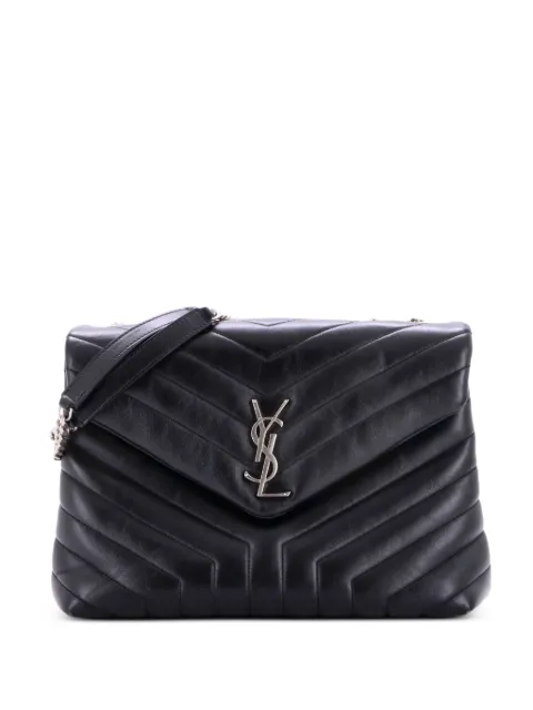Saint Laurent Pre-Owned Loulou Matelasse Chevron Leather Medium shoulder bag Black HHT128EJXWDW436H