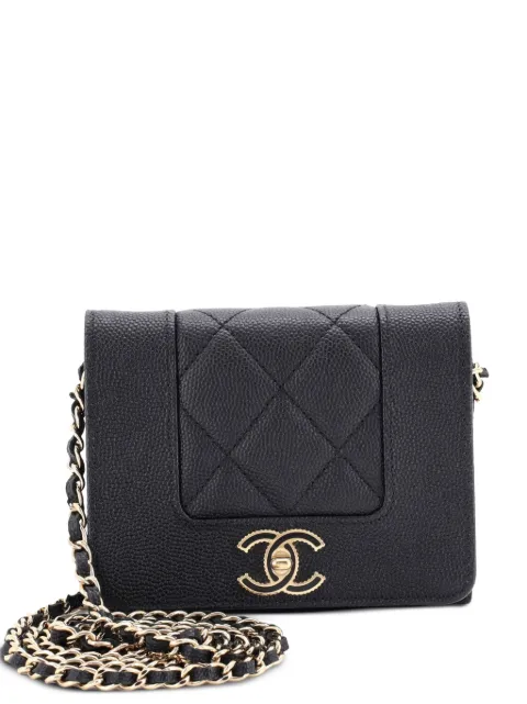 CHANEL Pre-Owned Mademoiselle Card Holder on Chain Quilted Caviar crossbody bag Black 3P0UDT89PZH5AOWQ