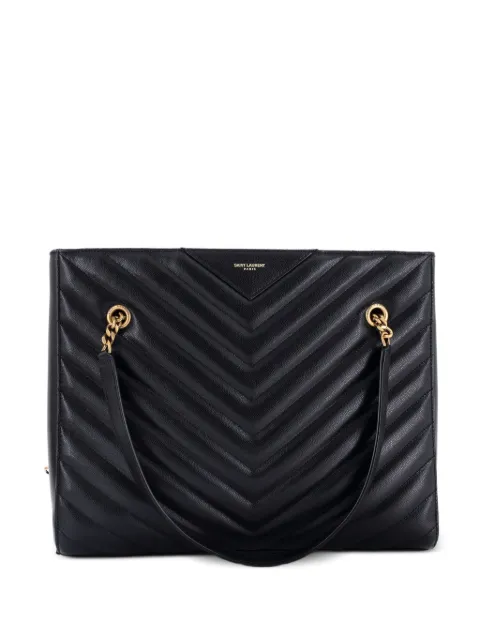 Saint Laurent Pre-Owned Tribeca Shopping Matelasse Chevron Leather Medium tote bag Black 3K10X00KQWANH4HG