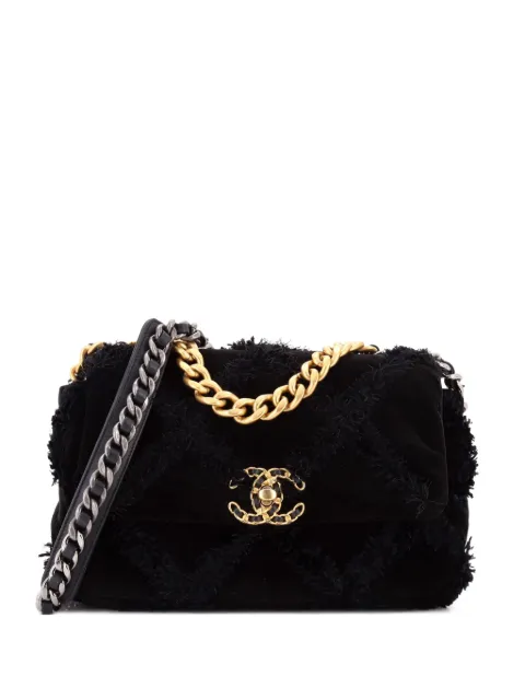 CHANEL Pre-Owned 19 Flap Bag Quilted Velvet Medium shoulder bag Black 2EIV12YNPEV3V4H8