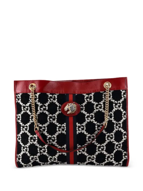 Gucci Pre-Owned Rajah Chain GG Tweed Large tote bag Black MPJKHESU0BUXGLT5