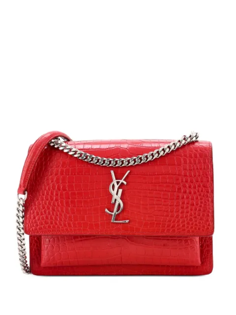 Saint Laurent Pre-Owned Sunset Crocodile Embossed Leather Medium crossbody bag Red MK2AL56SEQ19UP6X