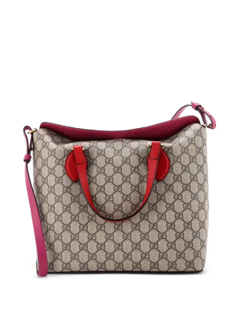 Gucci Pre-Owned Signature Fold Over Tote GG Coated Canvas with Leather Medium satchel Brown LMA6ILJ8K8XAHPDX