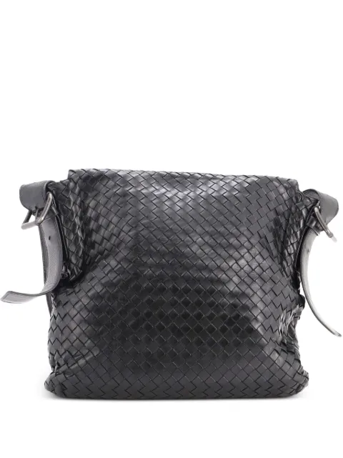 Bottega Veneta Pre-Owned Square Flap Messenger Bag Intrecciato Nappa Medium crossbody bag Black KS4WILGKF4AF8Q0A