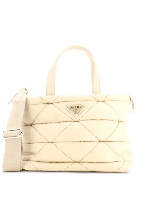 Prada Pre-Owned Padded Quilted Re-Nylon with Leather Mini tote bag Neutrals UC6GHXID9JJCYTUX
