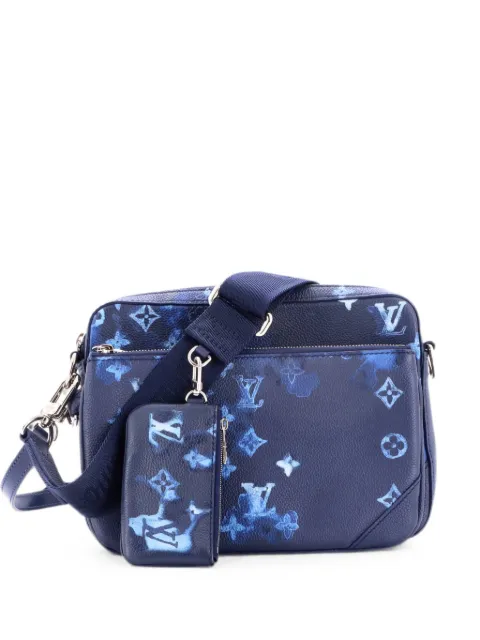 Louis Vuitton Pre-Owned Trio Messenger Bag Limited Edition Monogram Ink Watercolor Leather crossbody bag Blue BLWRFMFQATV4AWBY