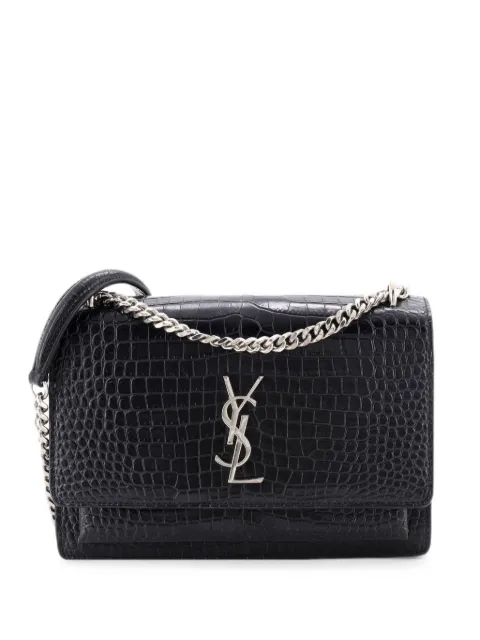 Saint Laurent Pre-Owned Sunset Crocodile Embossed Leather Medium crossbody bag Black B65TQJOBKHSVX0TN