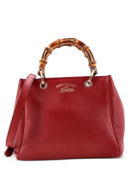 Gucci Pre-Owned Bamboo Shopper Tote Leather Mini satchel Red SQKR0PKBJ60J3IH5
