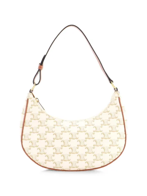 Celine Pre-Owned Ava Bag Triomphe Coated Canvas hobo bag White SBD4UGHNVWBBFAKH