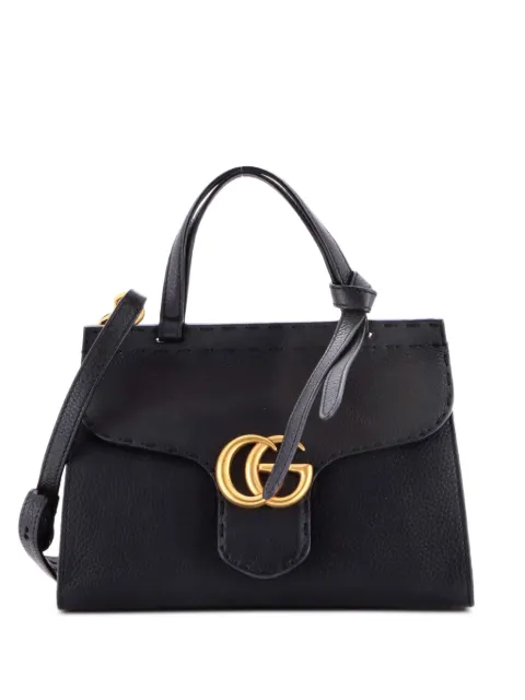 Gucci Pre-Owned GG Marmont Top Handle Bag Leather Mini satchel Black 9W27NHJIYMQTXMOU