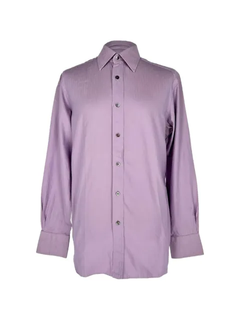 Tom Ford Pre-Owned herringbone button-down shirt Purple RFCPUGBCL781358M