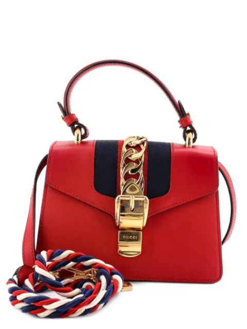 Gucci Pre-Owned Sylvie Top Handle Bag Leather Mini satchel Red QB6BFO8RNG327SYO