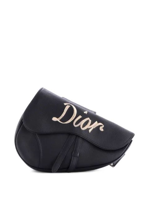 Christian Dior Pre-Owned Saddle Logo Embroidered Leather crossbody bag Black I6G5W0A8ZIXSTMW3