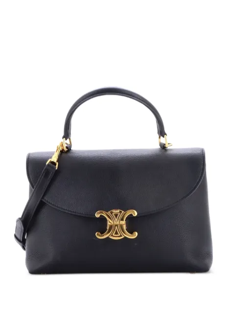 Celine Pre-Owned Nino Top Handle Bag Leather Medium satchel Black 7GBS0EZDD1JPM9BQ