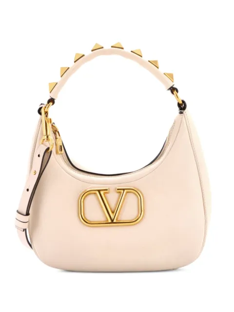 Valentino Garavani Pre-Owned Stud Sign Zip Leather hobo bag Neutrals 6I0XKDG2F34S3JBO