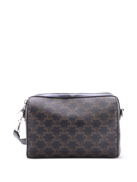 Celine Pre-Owned Convertible Zip Boston Bag Triomphe Coated Canvas Mini travel bag Black 66GT7OU3FTIU0W00