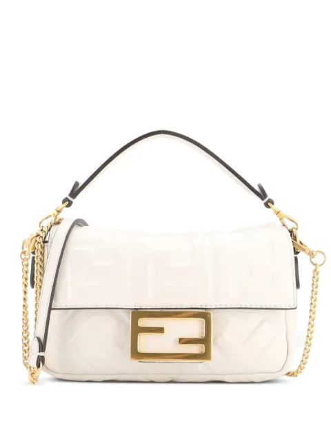 Fendi Pre-Owned Baguette NM Bag Zucca Embossed Leather Mini crossbody bag White EM4F1YG4SZ966NON
