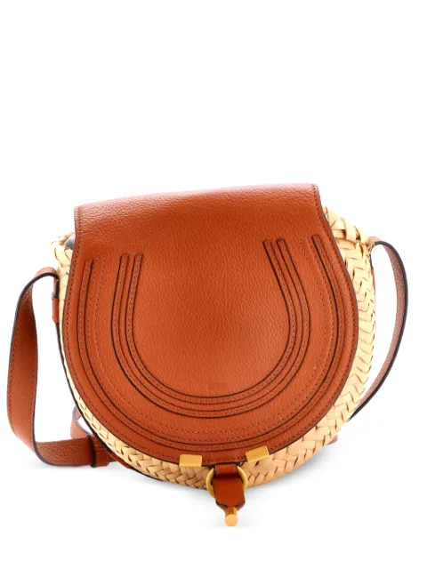Chloé Pre-Owned Marcie Basket Raffia and Leather Small crossbody bag Brown 4P4PUTE0Z4HQJLIK