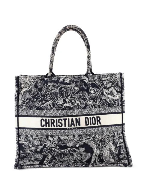 Christian Dior Pre-Owned Book Embroidered Canvas Large tote bag Blue DNZVOJOK2F4KUAL8