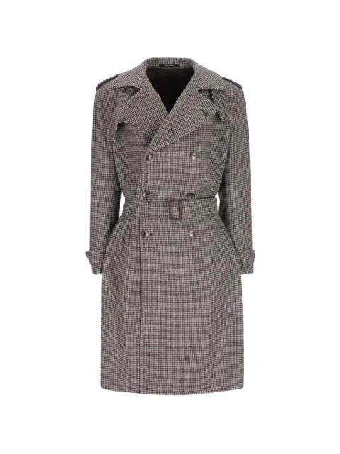 Tagliatore Born houndstooth-pattern double-breasted coat Brown BORNP550078EM882694