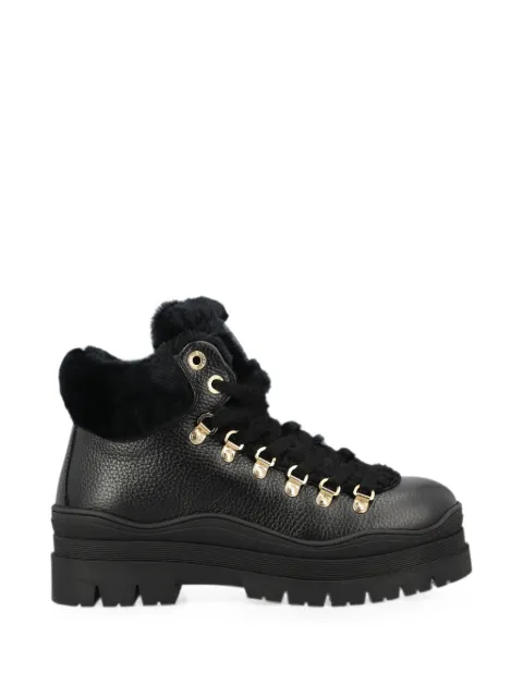 BOGNER lace-up shearling-trim ankle boots Black 22644623001