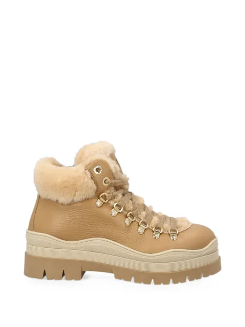 BOGNER shearling-trim lace-up ankle boots Neutrals 22644623004