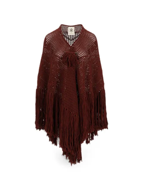 Chiara Is Peonia fringed wool shawl Brown SPEO001WO
