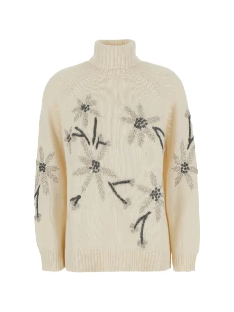 P.A.R.O.S.H. floral-embroidered roll-neck sweater Neutrals D512958RWALLABY002