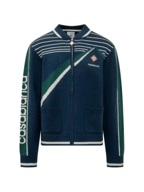Casablanca Pyramid jacquard wool jacket Blue MAW26KW1511