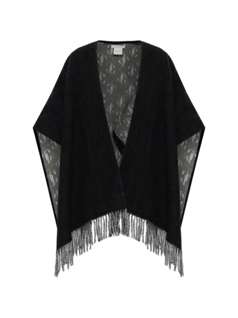 Jimmy Choo monogram-pattern fringed poncho Black H6S1497300