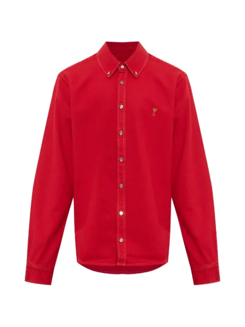 AMI Paris red cotton shirt with Ami de Coeur Red H26USH786DE0133