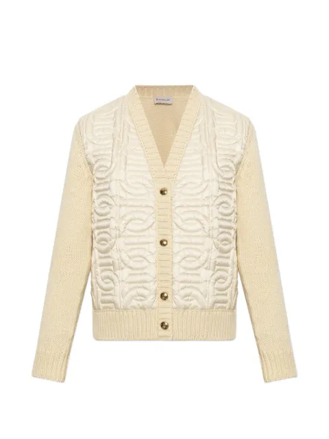 Moncler chain quilted padded V-neck cardigan Neutrals L20939B00012N0107