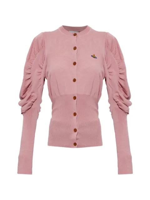Vivienne Westwood Orb-embroidered ruched-sleeve cardigan Pink 1803005BY005E