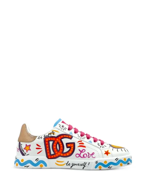 Dolce & Gabbana logo-print leather sneakers White CK2464A3L79
