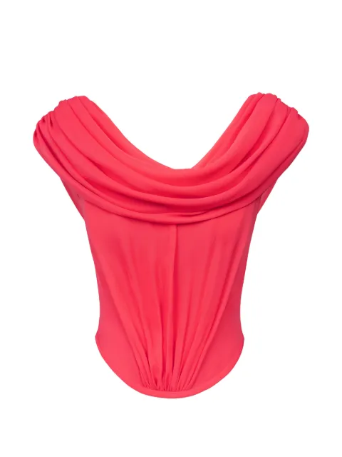 POST MERIDIEM zip-fastening draped top Red DRAPEDCOWLNECKTOPWITHFRONTPANELDRAPING