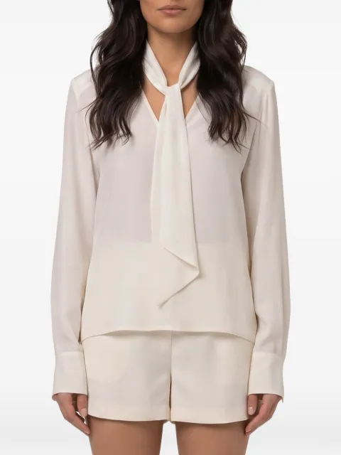 Federica Tosi tie-neck V-neck shirt Neutrals 31104304