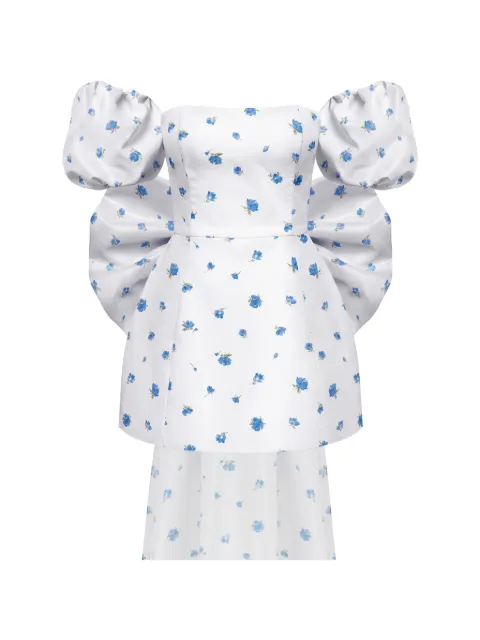 POST MERIDIEM floral-print puff-sleeve mini dress White DRESSYROMPERWITHDETACHABLEBOW