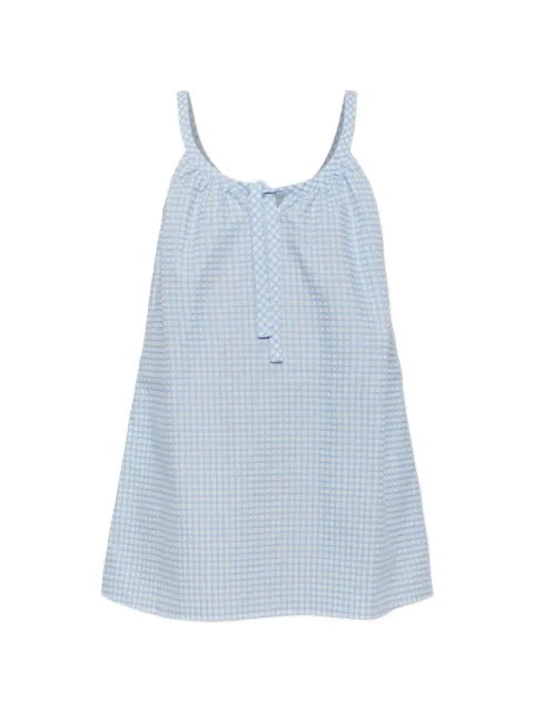 Posse Lila gingham tie-fastening mini dress Blue PS21790