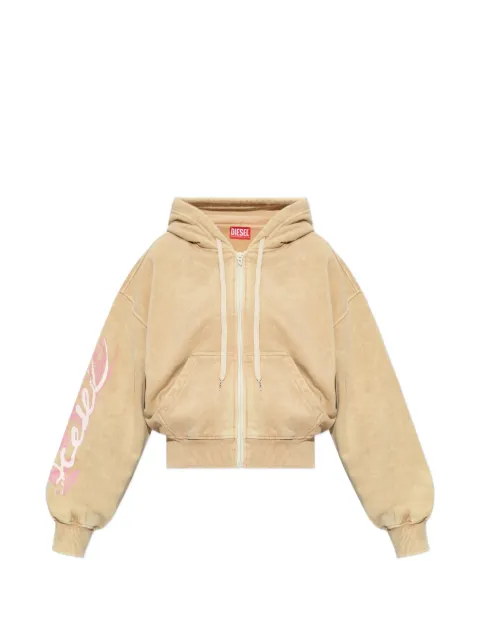 Diesel logo-print zip-up hoodie Neutrals A236260TBCS