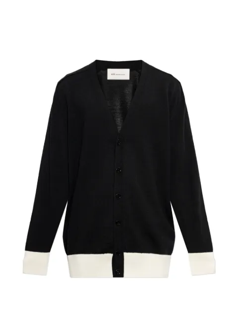AMI Paris colour-block button-up cardigan Black UKC396KN0198M