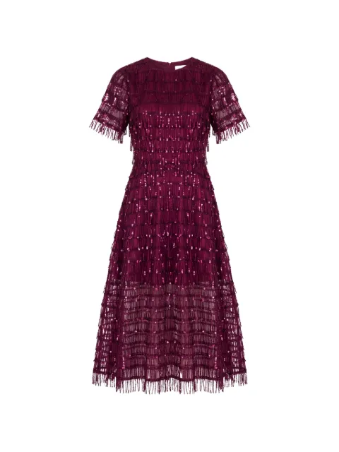 POST MERIDIEM sequin-embellished fringed midi dress Red SEQUINDRESS