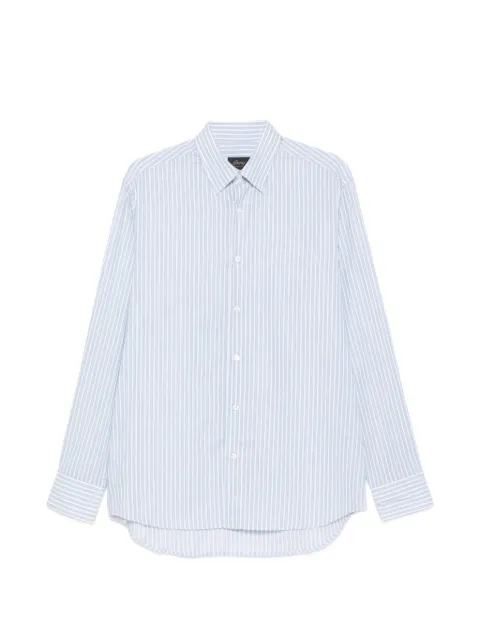 Brioni Hidden striped long-sleeve shirt Blue SCAY0LOE019