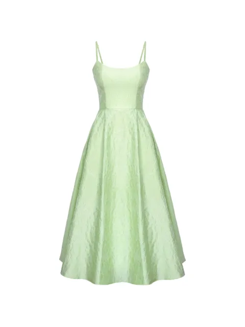 POST MERIDIEM jacquard-patterned corset-style midi dress Green JACQUARDFITTEDCORSETBUSTIERDRESS