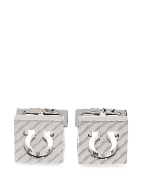 Ferragamo Gancini diagonal-stripe cufflinks Silver 795906