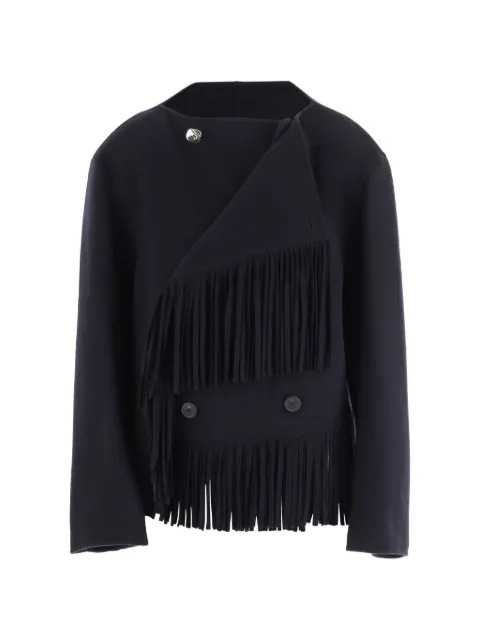Carven fringe-trimmed double-breasted jacket Blue 6262K21022MIDNIGHT