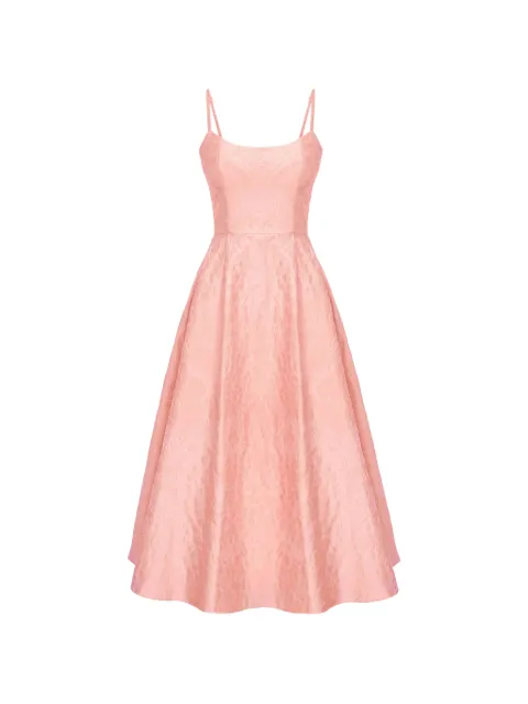 POST MERIDIEM scoop-neck corset-style midi dress Pink JACQUARDFITTEDCORSETBUSTIERDRESS