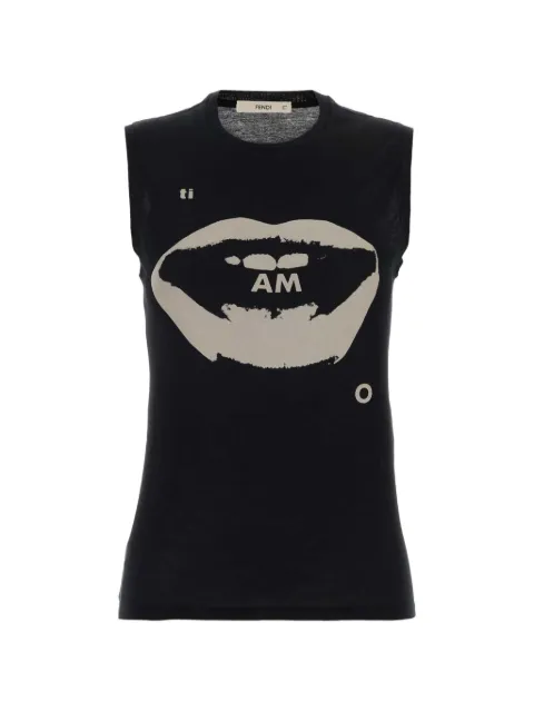 FENDI black jersey top with Ti Amo print Black FS9806AV06